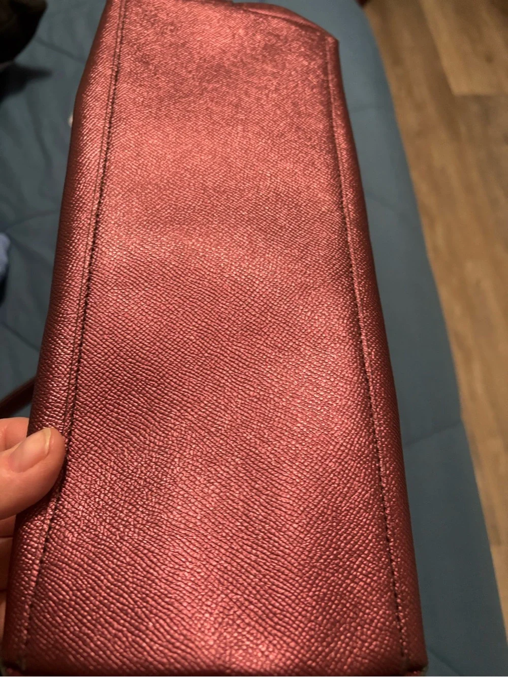 Coach Metallic Burgundy Zip-Front Tote